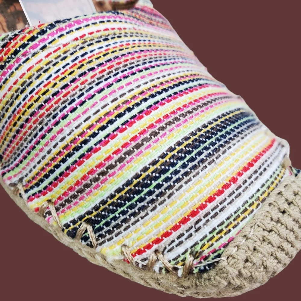 Sam Edelman Patsy Woven Multicolor Ankle Tie Wedge Espadrille Shoes Size 7